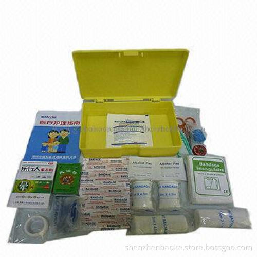 Plastic Medical Auto First-aid Kit, Yellow and White Can Choose